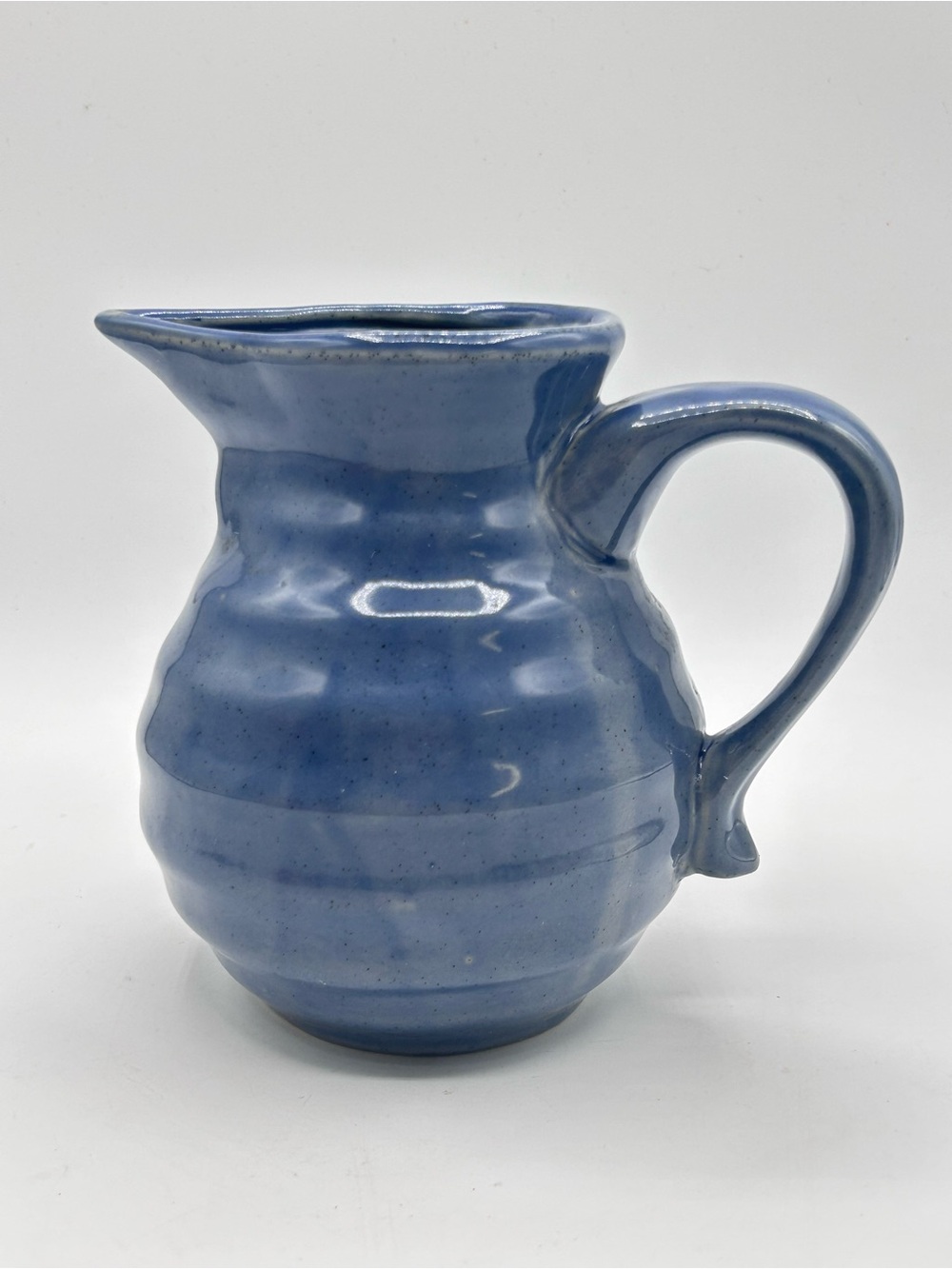 Nantucket Blue Ribbed Beehive Pitcher Medium Sized 6.5”
